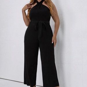 Wrap cross backless jumpsuit